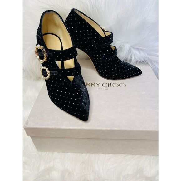 Jimmy Choo Shoes - JIMMY CHOO Larissa 100 Pearl & Crystal Authentic Ankle Boots with All Packaging